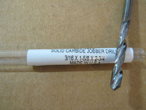 3/16 (.1875) JOBBER (STD) CARBIDE 25 deg HELIX 118 deg SPLIT PT DRILL &#034;NEW&#034;