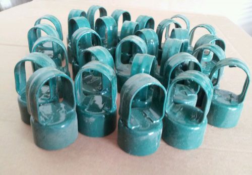 Chain Link Fence. Green Vinyl loop caps (lot of 29) 2&#034;x1-5/8&#034;.