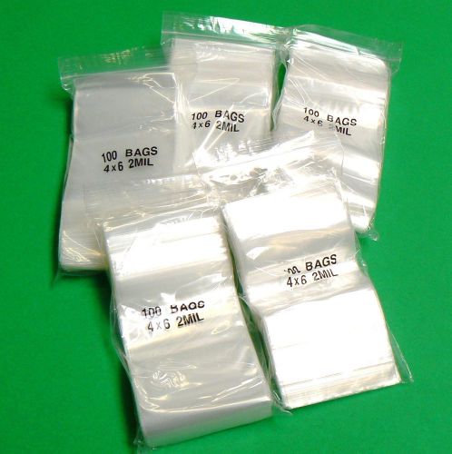 4&#034; x 6&#034; ZIP LOCK BAG 500 PLASTIC ZIP SEAL BAGS 2MIL CLEAR BAGS LARGE SIZE