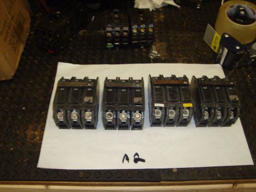 Lot of 4 ge 3 pole 30 40 50 60  amp hacr circuit breakers free shipping for sale