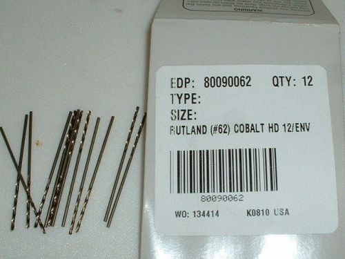 LOT OF 12 PIECES #62 COBALT HIGH SPEED DRILL