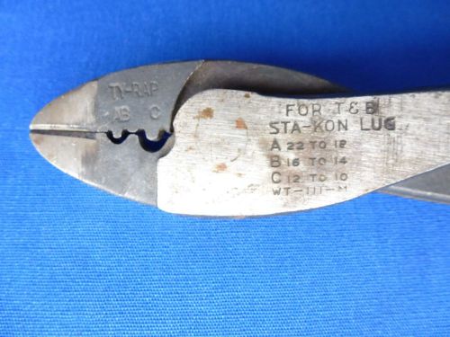 T&amp;B Thomas &amp; Betts WT-111-M Ty-Rap Plier Type Sta-Kon Lug Terminal Crimper Tool