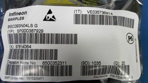 20-pcs n-channel 40v 49a infineon bsc093n04ls g 093n04 bsc093n04lsg for sale
