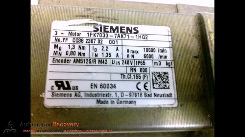 SIEMENS 1FK7033-7AK71-1HG2, 3 PHASE SERVO MOTOR, NEW*