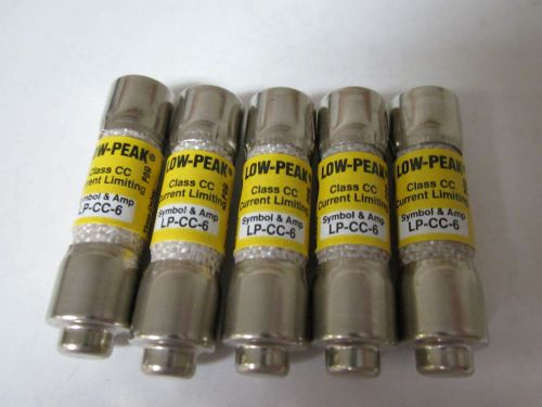 LOT OF 5 COOPER BUSSMANN LOW PEAK LP-CC-6 FUSE NEW NO BOX LP CC 6