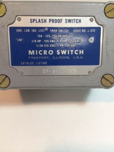 MICRO SWITCH OP-AR SPLASH PROOF SWITCH