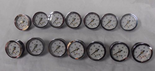 Lot of 14 US Gauge 0 - 100 PSI Pressure Gauge 1 3/4&#034; Face 1/8&#034; NPT Used