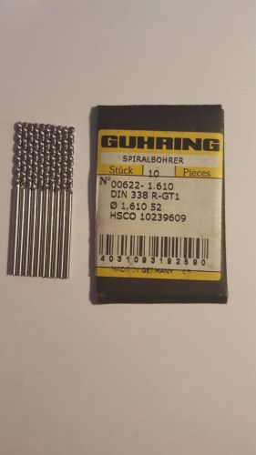 GUHRING Jobber Length HSCO 1.610mm drills #10239609 10pcs