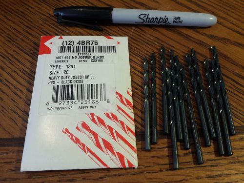 CLE-LINE Jobber Drill bits,  Parabolic, size 28, ( 0.1405 ),  9 pcs, New