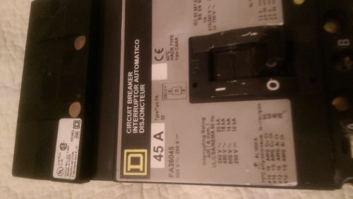 Square D FA36045 45 amp 3 pole 45 amp 480v Circuit Breaker