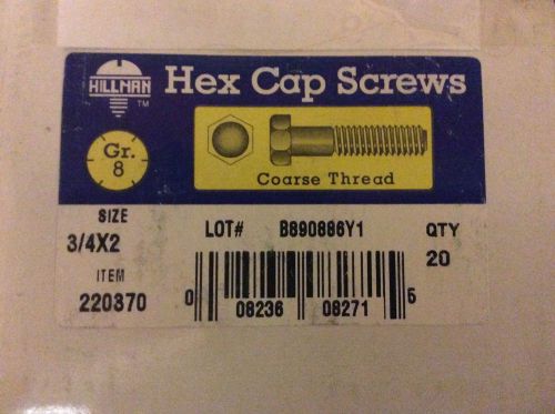 HEX CAP SCREW 9/16 x 5&#034;, COARSE THREAD, GR. 8 ,YELLOW ZINC, 25 BOLTS.