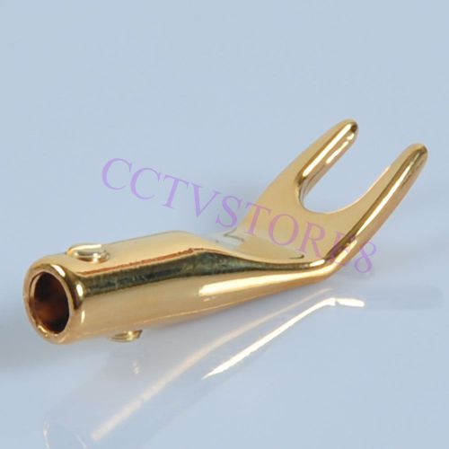 8pc 24k gold plated spade fork plug banana speaker cable hifi audio connector for sale