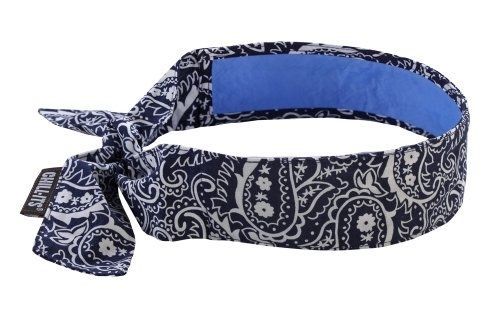 CHILL ITS Evaporative Cooling Bandanna Tie Headband Ergodyne Chillits Navy WOW