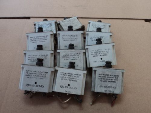 LOT OF 12 EA 5 AMP AIRCRAFT CIRCUIT BREAKERS P/N: MS25017-5 USED / AS REMOVED