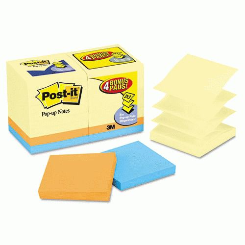 New 3m r330-14-4b bonus pack pop-up refills 3 x 3, canary yellow/ast., 100-sheet for sale