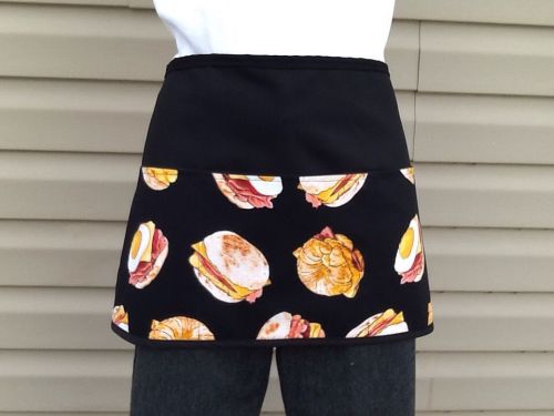 Black Egg Sandwich Server waitress waist apron 3 pocket  restaurant Classyaprons