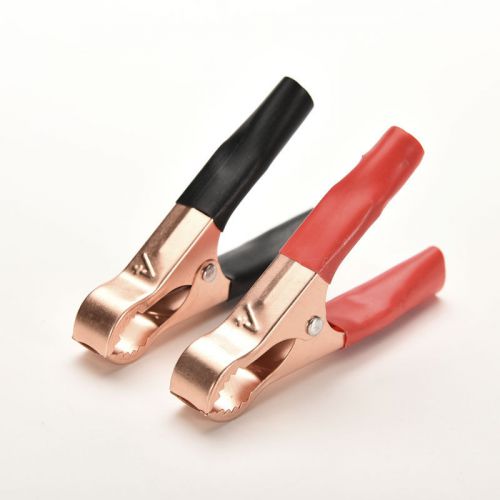 Red&amp;Black Car Battery Test Lead Clip Crocodile Alligator Clamps 50A 80mm 2X CN8