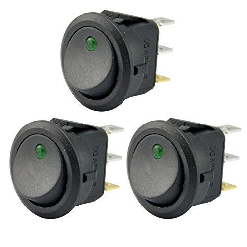 AutoEC New 3pc Car Truck Rocker Toggle LED Switch Green Light On-off Control 12V