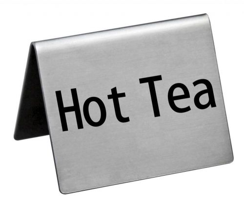New Star Stainless Steel Table Tent Sign &#034;Hot Tea&#034; 2-Inch by 2-Inch Set of 2