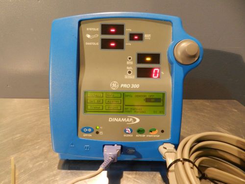 GE Dinamap Pro 300 Patient Monitor w BP Hose, SPo2 Cable, Finger Probe