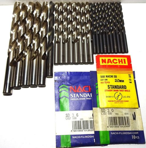 NACHI Huge Lot of 42 Metalworking Drill Bits Jobber Length 3MM - 1/2&#034; HSS NEW