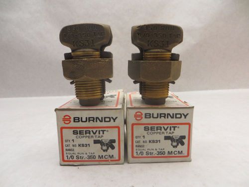 Burndy servit copper tap ks31 split connector 1/0 str 350 mcm tap equal run tap for sale