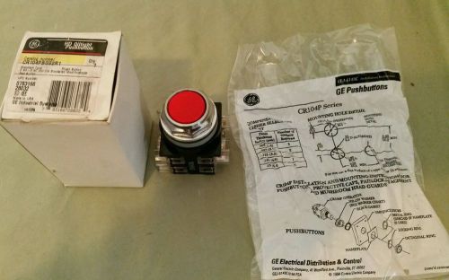 NEW NOS GE CR104PBG92R1 Heavy Duty Oiltight Pushbutton Red 2 NO 2 NC