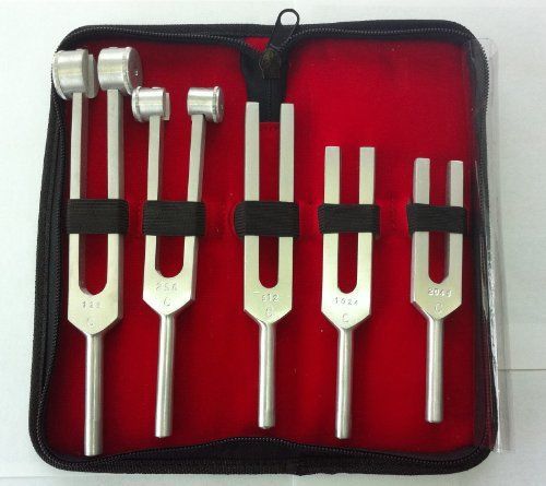 NEW Tuning Fork Set of 5 {C128 C256 C512 C1024 &amp; C2048 } FREE CASE