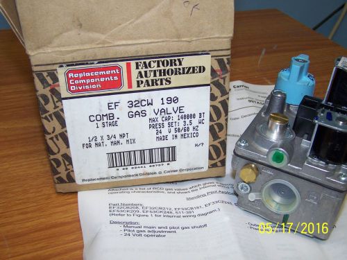 Ef 32cw 190 comb. gas valve factory authorized parts / carrier corp. for sale