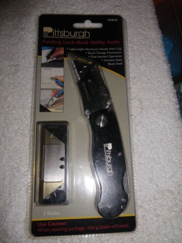 NEW Folding Locking Back Utility Knife Black Pittsburgh 90802