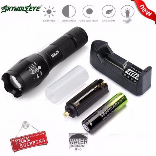 X800 Tactical 4000LM LED Flashlight Zoom Military Torch Battery &amp; Charger Fast