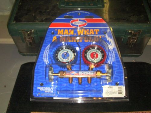 A/c manifold gauges uniweld brass body r134a 6&#039; hoses for sale