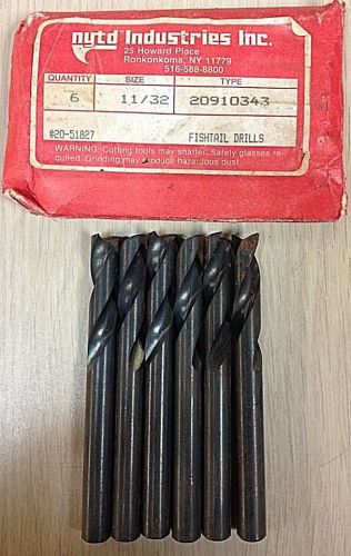 6 NYTD INDUSTRIES FISHTAIL DRILL BITTS 11/32&#034; X 3-1/2&#034; TYPE 20910343 #20-51827