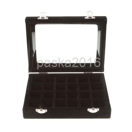 24 grids velvet jewelry storage box earrings ring cufflinks nail art display for sale