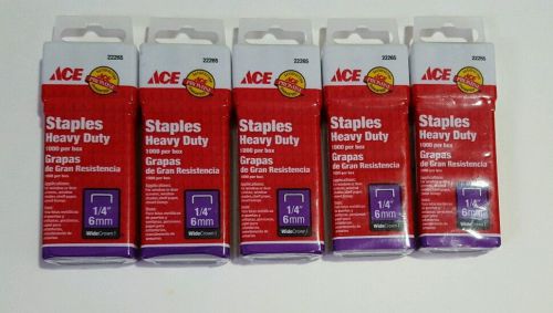 New ace lot of 5000 1/4&#034; 6mm heavy duty wide crown i staples 22265 for sale