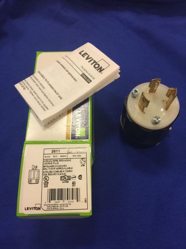 Leviton 2611 30 Amp, 125 Volt, NEMA L5-30P, 2P, 3W, Locking Plug, Industrial Gra