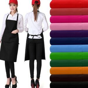 Mens Ladys Apron Double Pocket Chef Butcher Kitchen Cooking Catering Baking BBQ