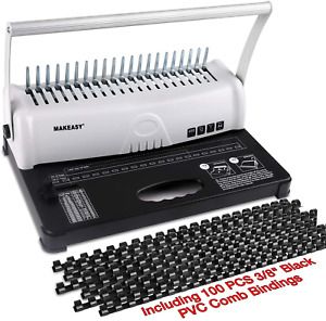 MAKEASY Binding Machine, 21-Hole, 450 Sheet, Paper Punch Binder with Starter Kit