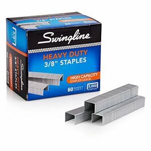 Swingline Staples, Heavy Duty, 3/8&#034; Length, 60 Sheet Capacity, 100/Strip, 5000/