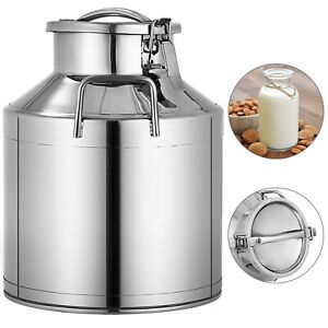 10L Stainless Steel Milk Can Wine Pail Bucket Jug Oil Barrel Canister Bottle Lid