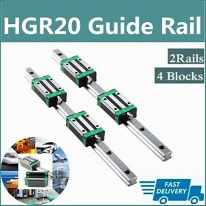 2PCS HGR20 200mm-1700mm Linear Guide Rail + 4PCS HGH20CA Slider Block CNC US