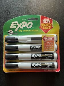 Brand New Expo Magnetic Dry Erase Marker Chisel Tip Black 4/Pack Free Shipping!